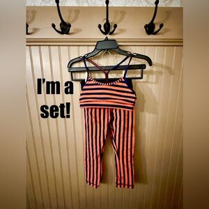 lululemon athletica Striped Pink and Black Leggings Set